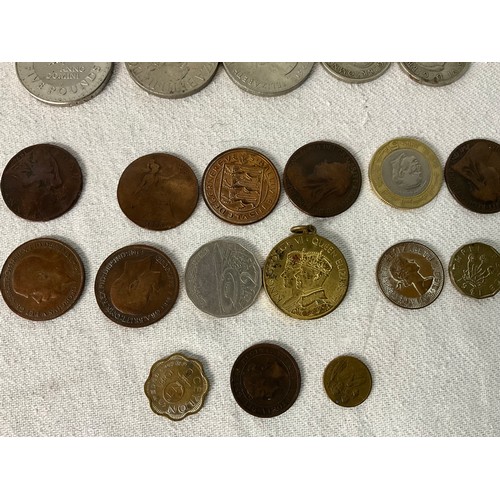 78 - BOX OF COINAGE ALONG WITH A LADIES FOB WATCH