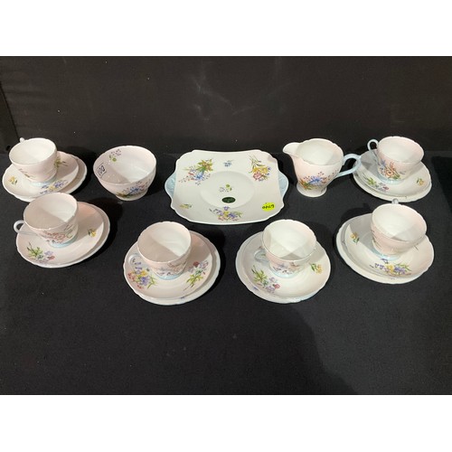 100 - ART DECO SHELLEY CHINA TEA SET 21 PCES WILD FLOWER PATTERN