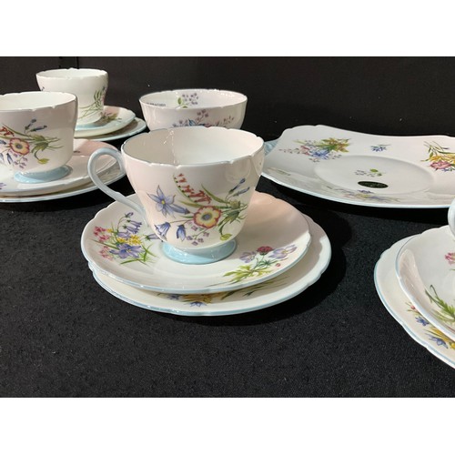 100 - ART DECO SHELLEY CHINA TEA SET 21 PCES WILD FLOWER PATTERN