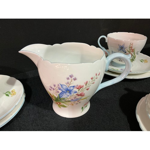 100 - ART DECO SHELLEY CHINA TEA SET 21 PCES WILD FLOWER PATTERN