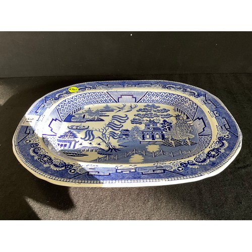 31 - VICTORIAN GODWIN & ROWLEY WILLOW PATTERNED MEAT PLATE