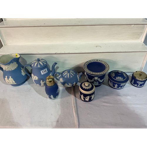 116 - COLLECTION OF BLUE JASPERWARE WEDGWOOD ETC