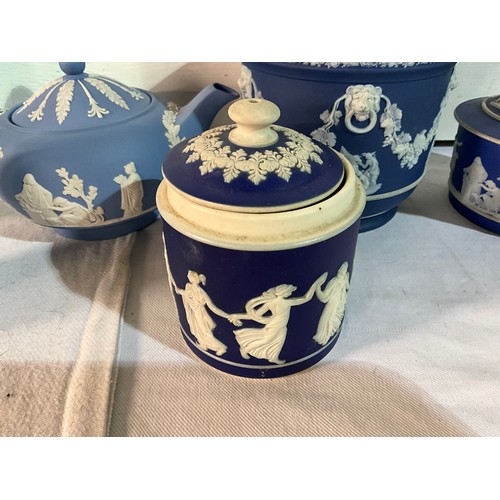 116 - COLLECTION OF BLUE JASPERWARE WEDGWOOD ETC