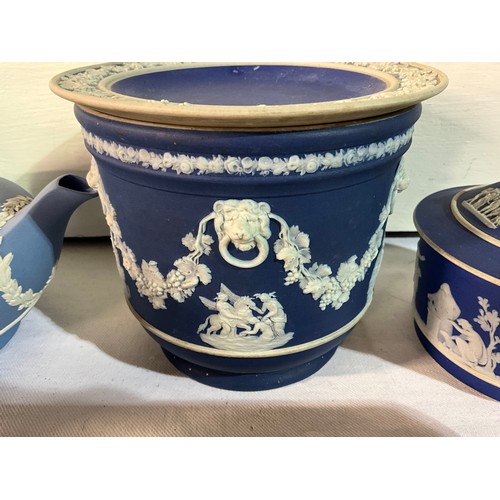 116 - COLLECTION OF BLUE JASPERWARE WEDGWOOD ETC