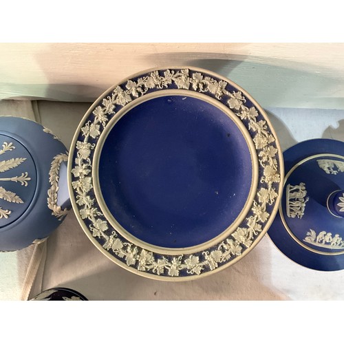 116 - COLLECTION OF BLUE JASPERWARE WEDGWOOD ETC