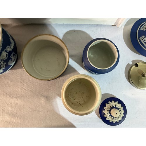 116 - COLLECTION OF BLUE JASPERWARE WEDGWOOD ETC