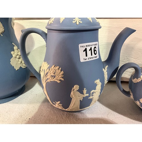 116 - COLLECTION OF BLUE JASPERWARE WEDGWOOD ETC