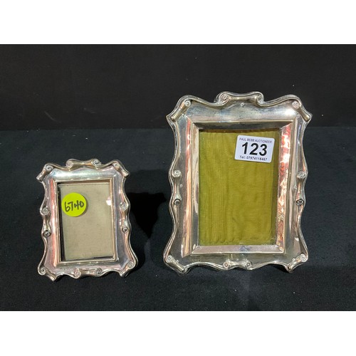 123 - 2 HALLMARKED SILVER PHOTO FRAMES 5”X4” 6”X7.5”