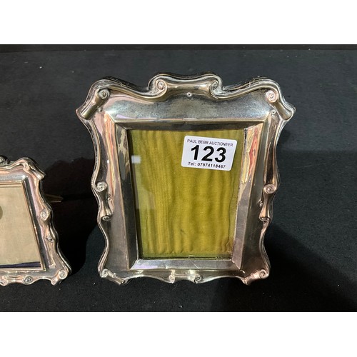 123 - 2 HALLMARKED SILVER PHOTO FRAMES 5”X4” 6”X7.5”