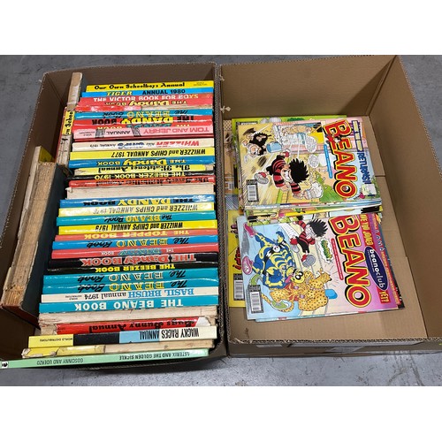 58 - 2 BOXES OF BEANO ANNUALS COMICS ETC