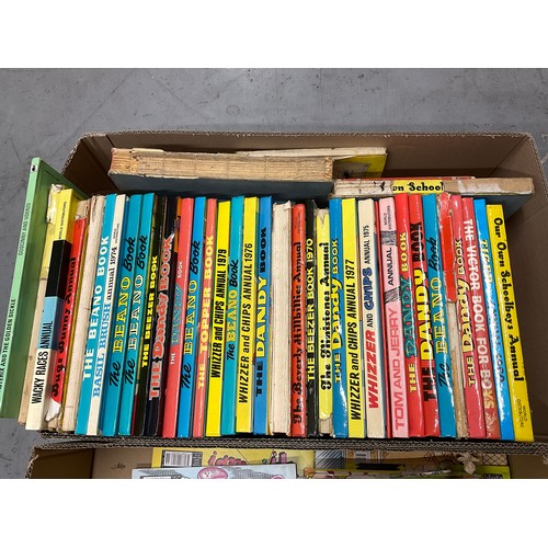 58 - 2 BOXES OF BEANO ANNUALS COMICS ETC