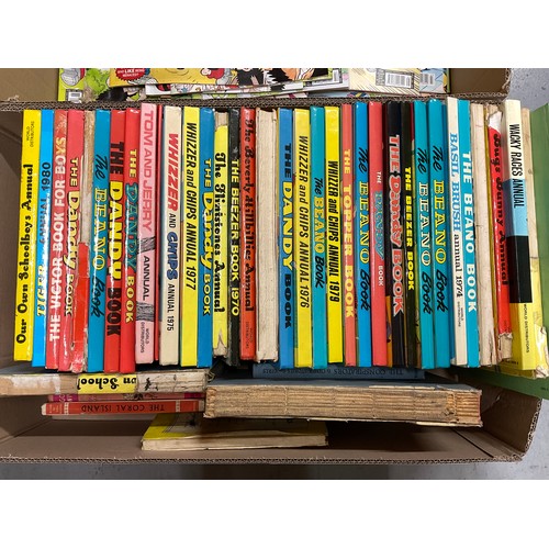 58 - 2 BOXES OF BEANO ANNUALS COMICS ETC