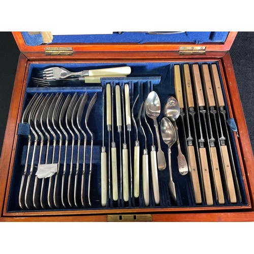 65 - MAHOGANY CASED CANTEEN OF CUTLERY 42 PIECES