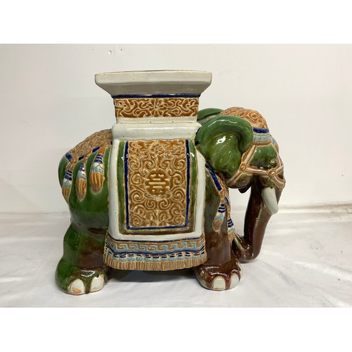 216 - CERAMIC GLAZED ELEPHANT SEAT H17”