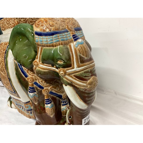 216 - CERAMIC GLAZED ELEPHANT SEAT H17”