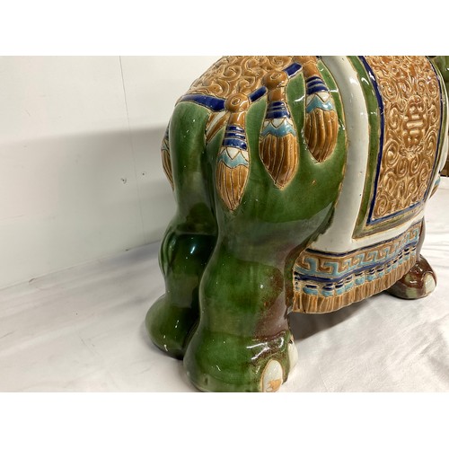 216 - CERAMIC GLAZED ELEPHANT SEAT H17”