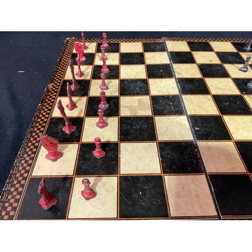 137 - VINTAGE CHESS SET WITH LEAD PCES (2 MISSING)