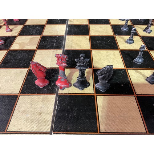 137 - VINTAGE CHESS SET WITH LEAD PCES (2 MISSING)