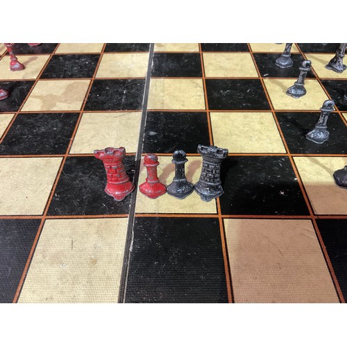 137 - VINTAGE CHESS SET WITH LEAD PCES (2 MISSING)