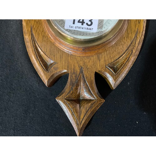 143 - 2 VINTAGE CARVED OAK WALL BAROMETERS