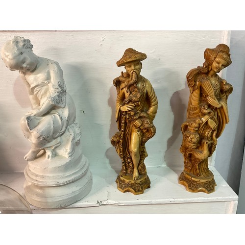 147 - BOX OF VICTORIAN AND LATER CHINA TO INCLUDE GLASS DOME FIGURES ETC