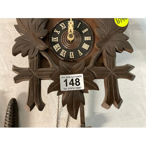 148 - VINTAGE CUCKOO CLOCK COMPLETE WITH WIEGHTS AND PEDULEM