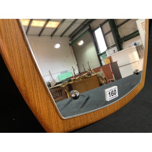 160 - MID CENTURY TEAK BACKED WALL MIRROR 29