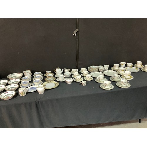 174 - TWO BOXES OF VICTORIAN AND LATER CHINA TO INCLUDE TWO BONE CHINA TEASETS, NORITAKE CHINA, TWIN HANDL... 