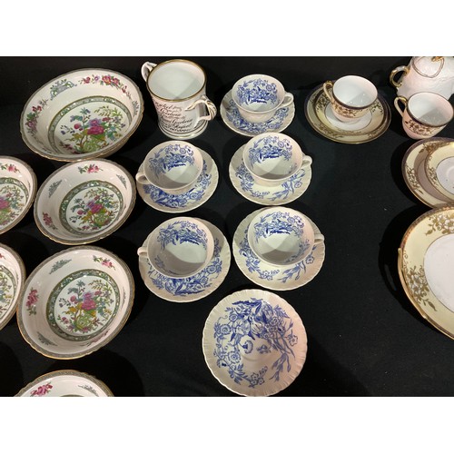 174 - TWO BOXES OF VICTORIAN AND LATER CHINA TO INCLUDE TWO BONE CHINA TEASETS, NORITAKE CHINA, TWIN HANDL... 