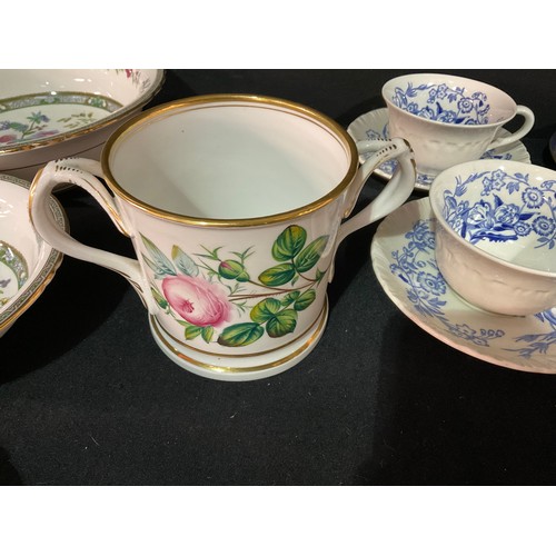 174 - TWO BOXES OF VICTORIAN AND LATER CHINA TO INCLUDE TWO BONE CHINA TEASETS, NORITAKE CHINA, TWIN HANDL... 