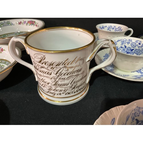 174 - TWO BOXES OF VICTORIAN AND LATER CHINA TO INCLUDE TWO BONE CHINA TEASETS, NORITAKE CHINA, TWIN HANDL... 