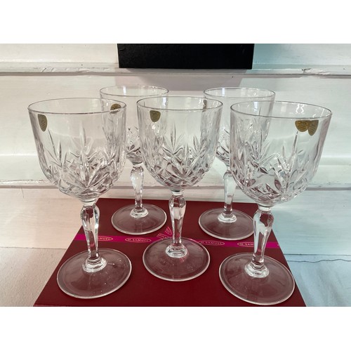 176 - BOXED STUART CRYSTAL BRANDY GOBLETS AND A BOXED H SAMUEL SET OF SIX CUT GLASS GOBLETS