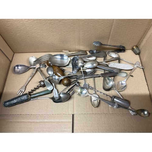 181 - BOX OF VINTAGE CUTLERY