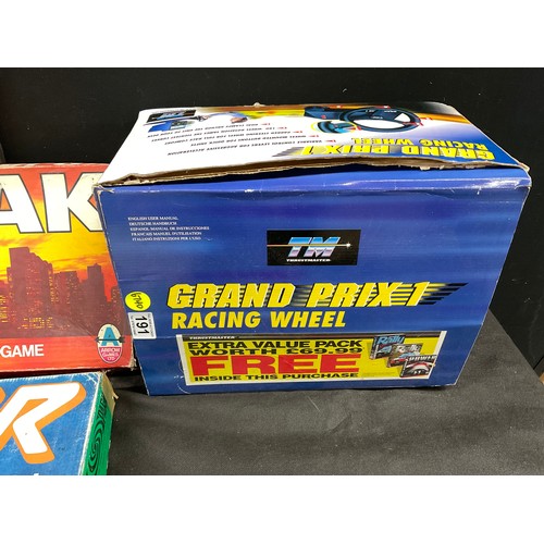 191 - QUANTITY OF VINTAGE GAMES TO INCLUDE STRIKER, RICOCHET RACERS, KOJAK AND A GRAND PRIX 1 RACING WHEEL