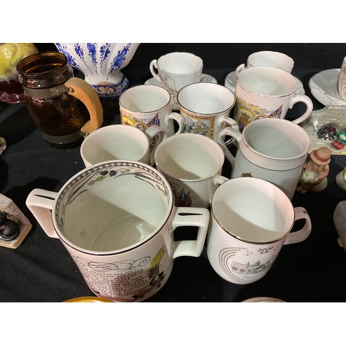 202 - THREE BOXES OF CHINA TO INCLUDE ORNAMENTS, TANKARDS ETC