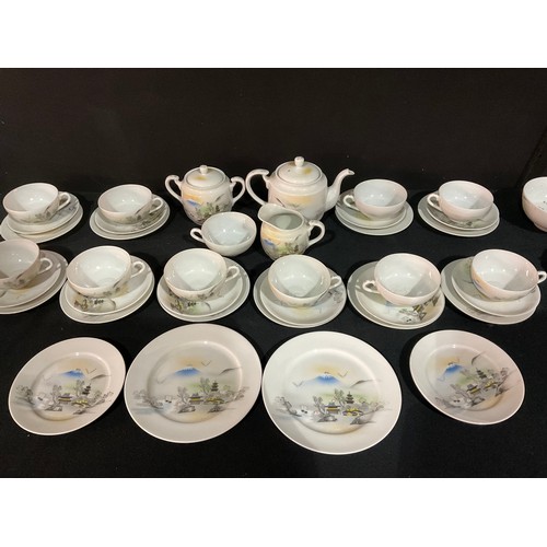 209 - GEISHA GIRL TEA SET TO INCLUDE TEAPOT, COFFEE POT, MILK JUG ETC