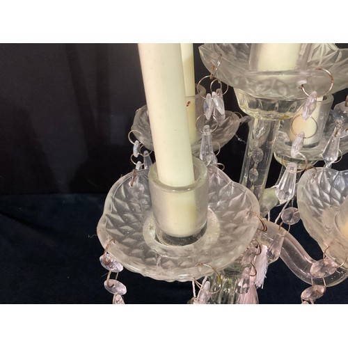 211 - FOUR ARMED CRYSTAL CANDLEBRA COMPLETE WITH GLASS DROPPERS h15