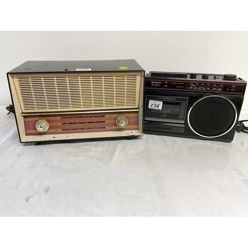 226 - VINTAGE PHILIPS RADIO (AS FOUND) ALONG WITH A MODERN HITACHI RADIO