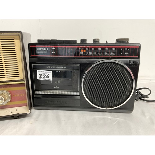 226 - VINTAGE PHILIPS RADIO (AS FOUND) ALONG WITH A MODERN HITACHI RADIO