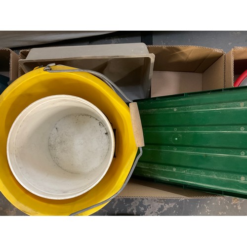 255 - 3 BOXES OF BUCKETS WATERING CANS ETC