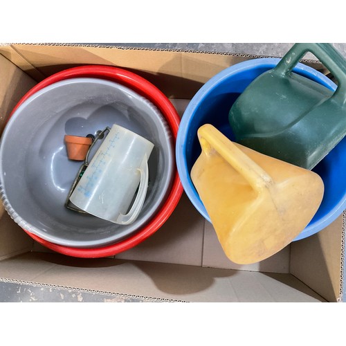 255 - 3 BOXES OF BUCKETS WATERING CANS ETC