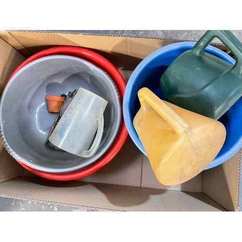 255 - 3 BOXES OF BUCKETS WATERING CANS ETC