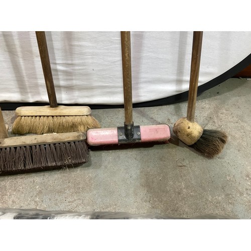 298 - QTY OF BROOMS BRUSHS ETC