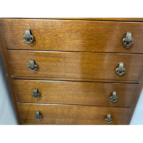 313 - VINTAGE OAK VENEERED 4 DRAWER CHEST H36