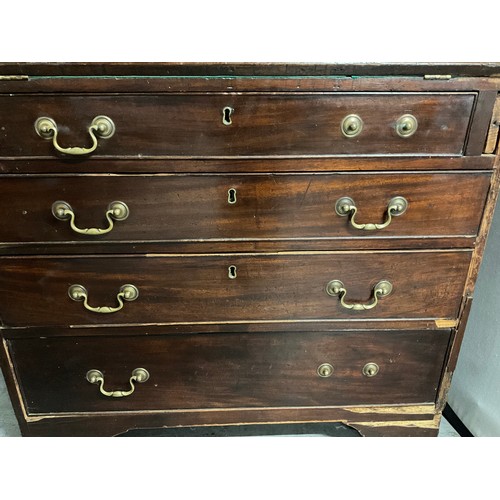 327 - GEORGIAN MAHOGANY BUREAU WITH FITTED INTERIOR A/F H41