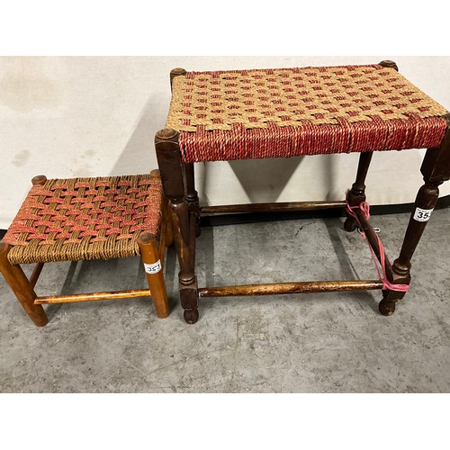 353 - VICTORIAN BOX AND 2 STOOLS