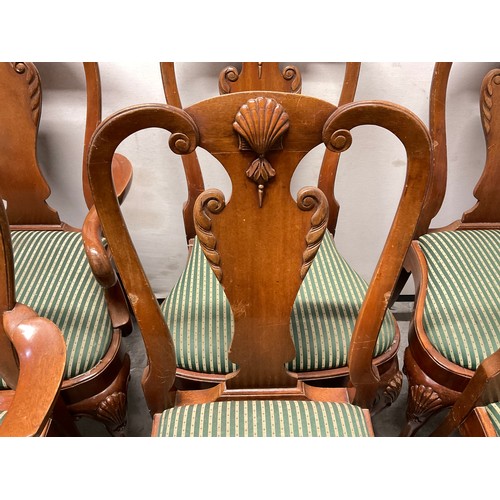 343 - SET OF 6 MAHOGANY DINING CHAIRS ON CABRIOLE LEGS TO INCLUDE TO CARVERS