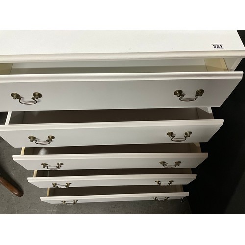 354 - MODERN WHITE 5 DRAWER BEDROOM CHEST H38