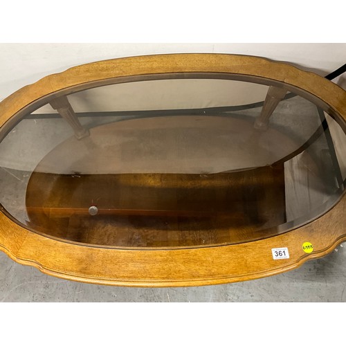 361 - OVAL GLASS TOPPED COFFEE TABLE H15