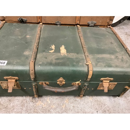 368 - 2 WOODEN BANDED VINTAGE STEAMER TRUNKS